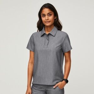 FIGS Nala Short Sleeve Scrub Polo | Graphite Gray | Size Small